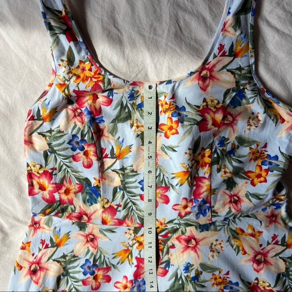 Women’s 1X Forever 21+ fit and flare skater dress tropical print with lace back - Picture 6 of 9